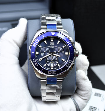 Tag Heuer Aquaracer Men’s Quart Silver Stainless Steel Blue Dial 43mm Watch