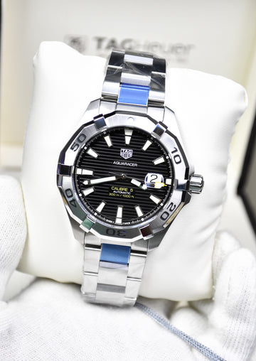 Tag Heuer Aquaracer Men’s Automatic Silver Stainless Steel Black Dial 43mm Watch