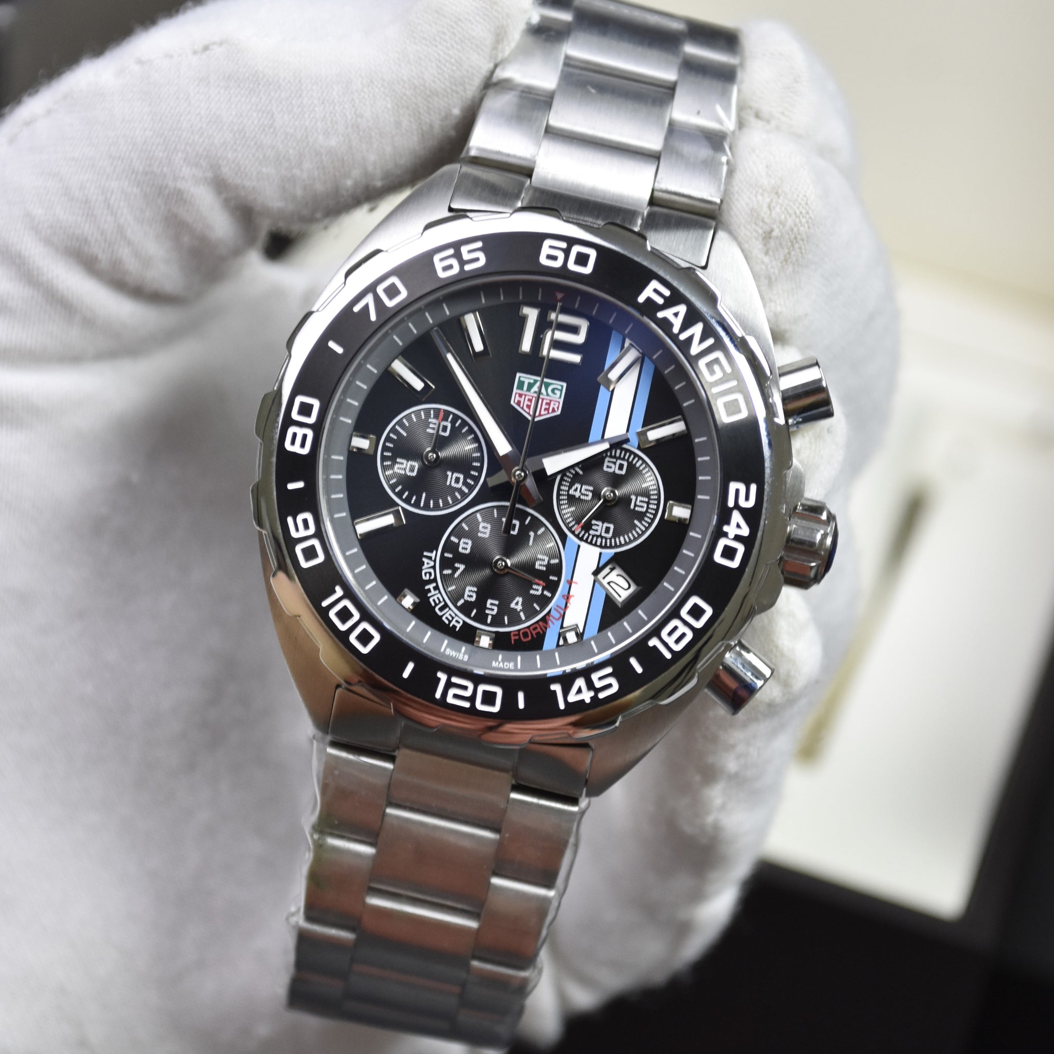 FORMULA 1 CHRONOGRAPH QUARTZ SILVER BLUE GULF DAIL