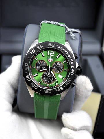 Tag Heuer Formula 1 Men’s Red Silicone Strap Green Dial 43mm Watch