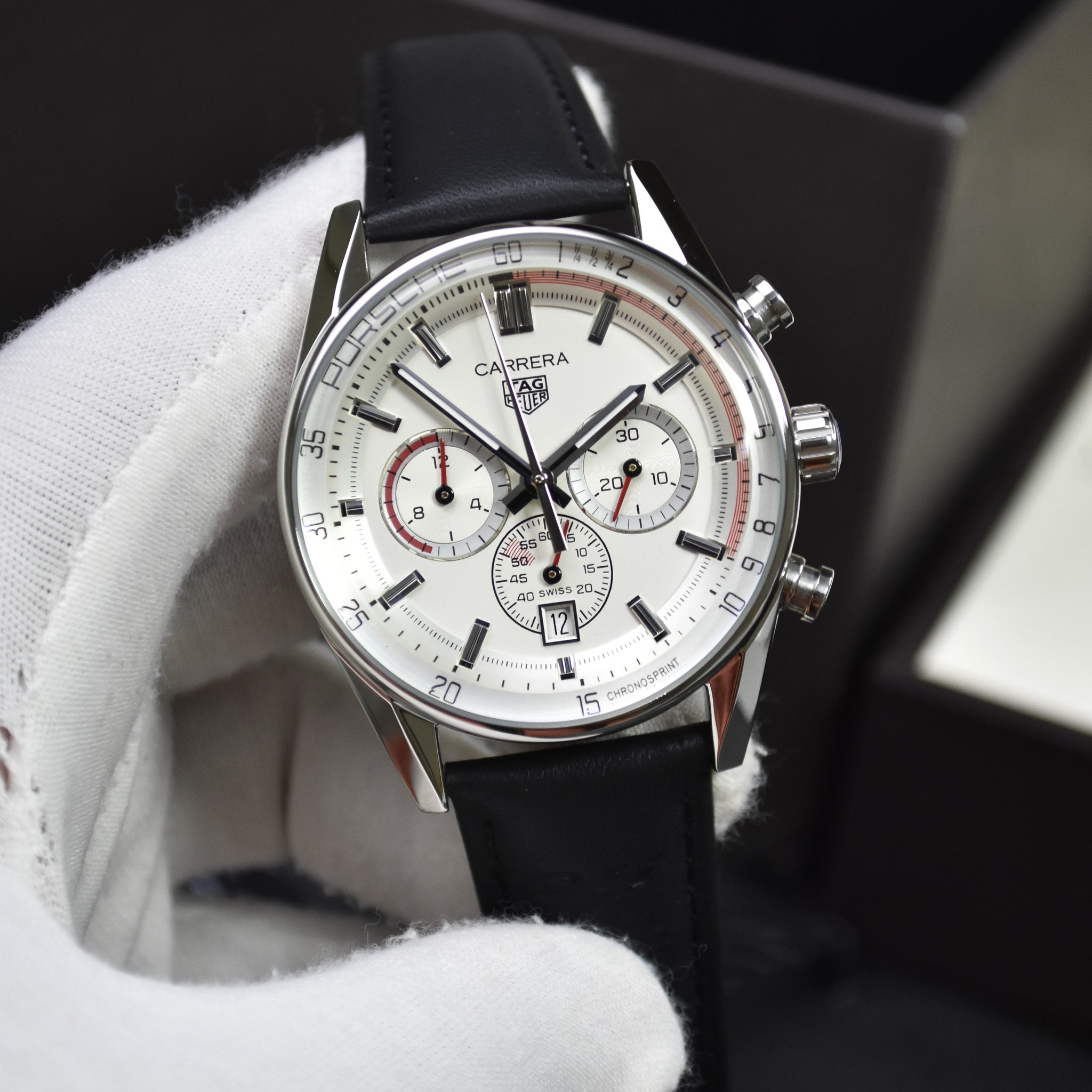 PORSCHE 911 CHRONOGRAPH QUARTZ STRAP SILVER WHITE DAIL
