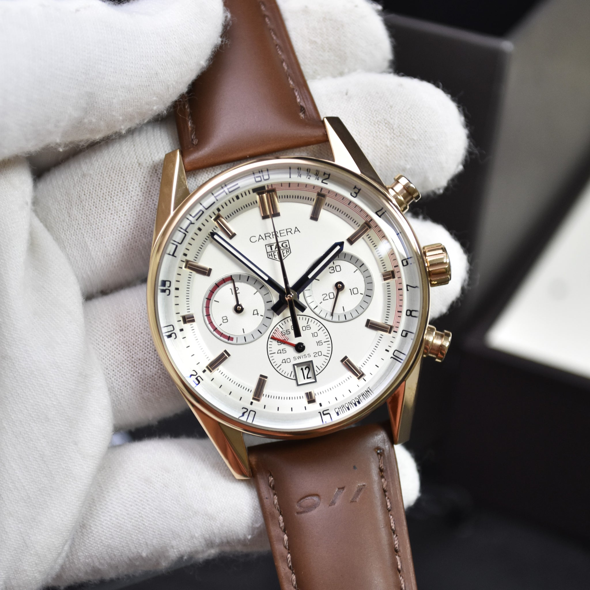 PORSCHE 911 CHRONOGRAPH QUARTZ STRAP ROSE WHITE DAIL