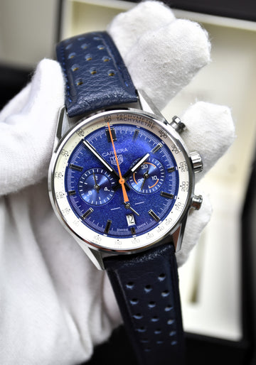 CARRERA 100M CHRONOGRAPH QUARTZ STRAP SHIMMERY BLUE DAIL