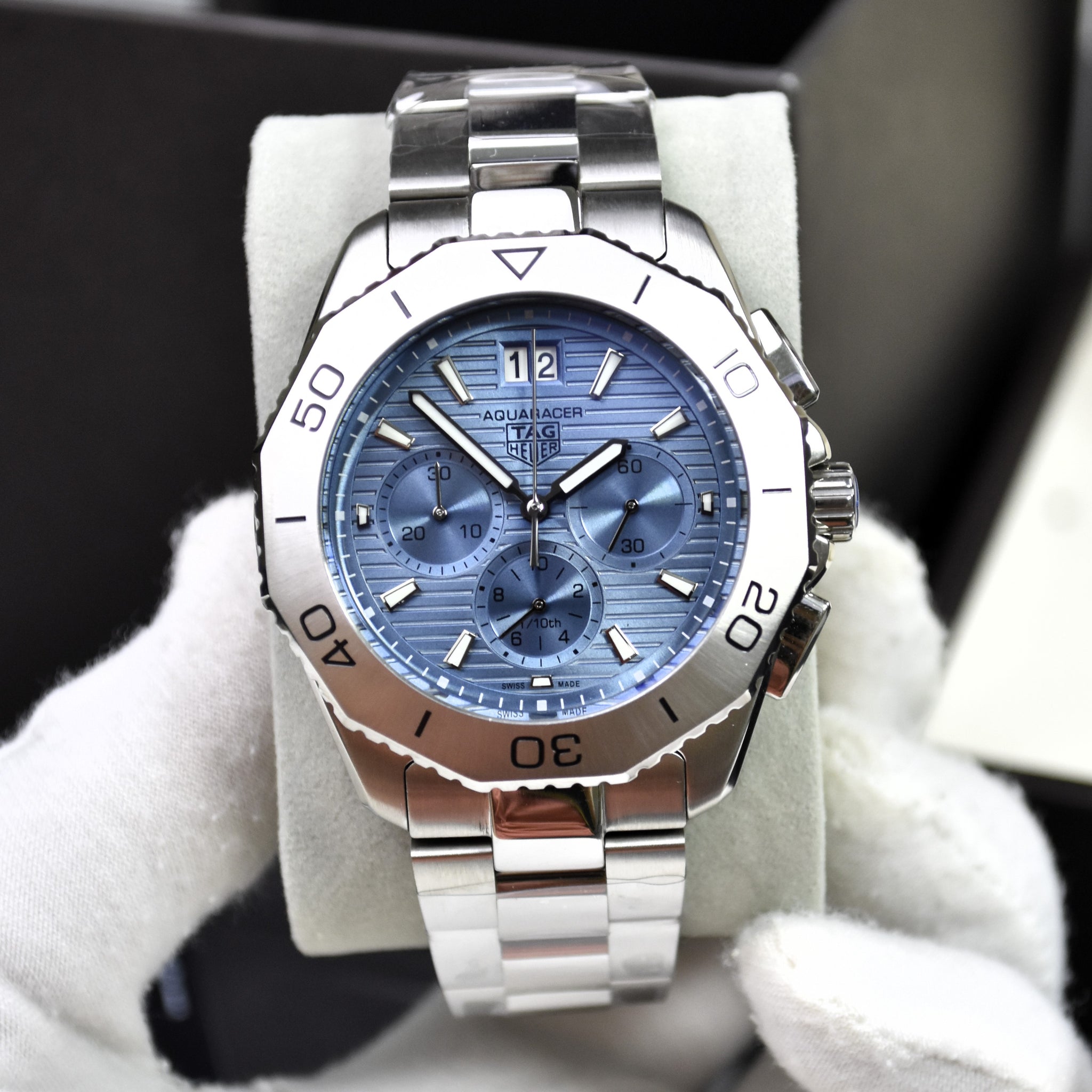 AQUARACER CHRONOGRAPH UPPER DATE SILVER ICE BLUE DAIL