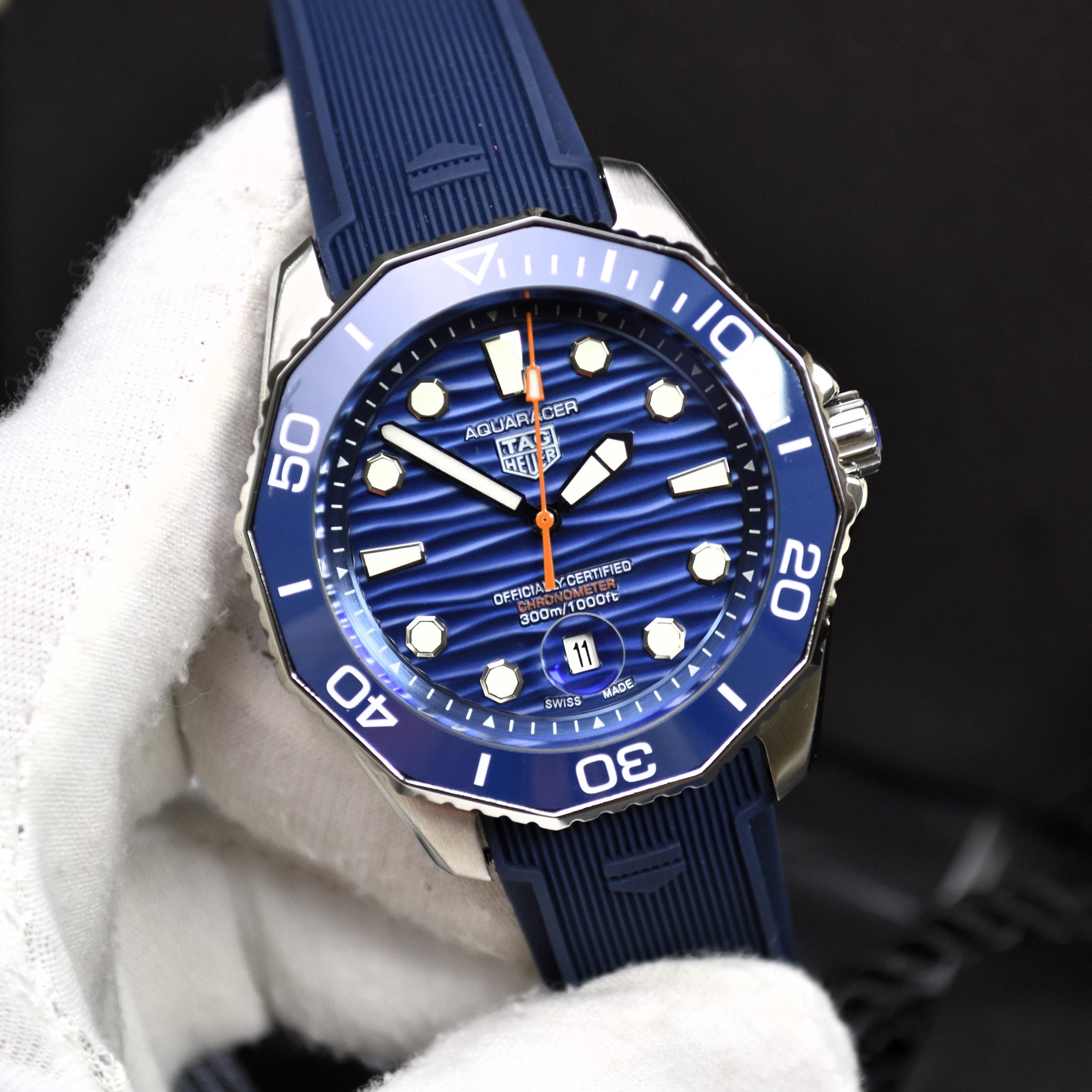 AQUARACER CHRONOMETER AUTO PVC SILVER BLUE LYER DAIL