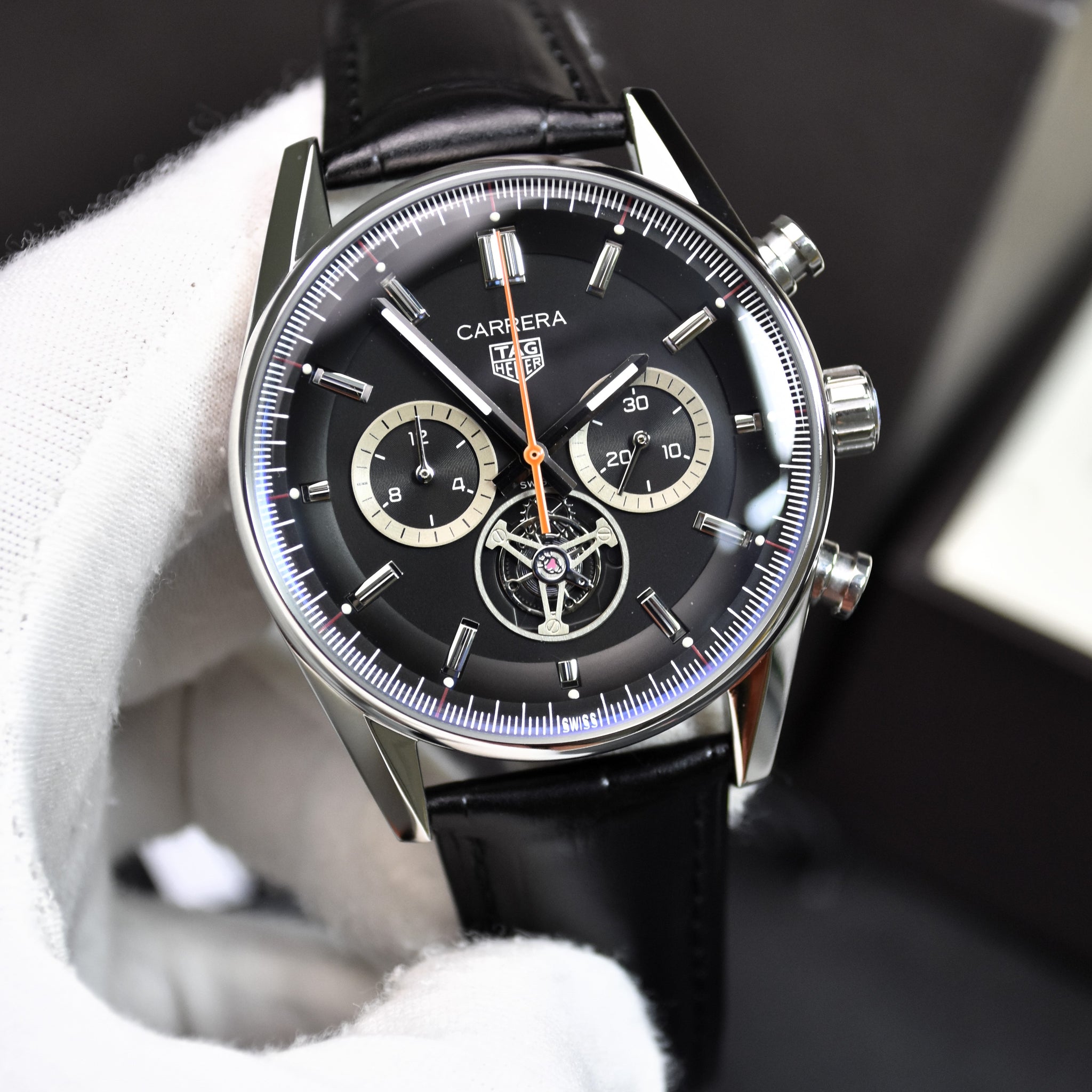 CARRERA TOURBILLON CHRONOGRAPH QUARTZ STRAP SILVER BLACK