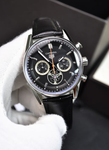 CARRERA TOURBILLON CHRONOGRAPH QUARTZ STRAP SILVER BLACK