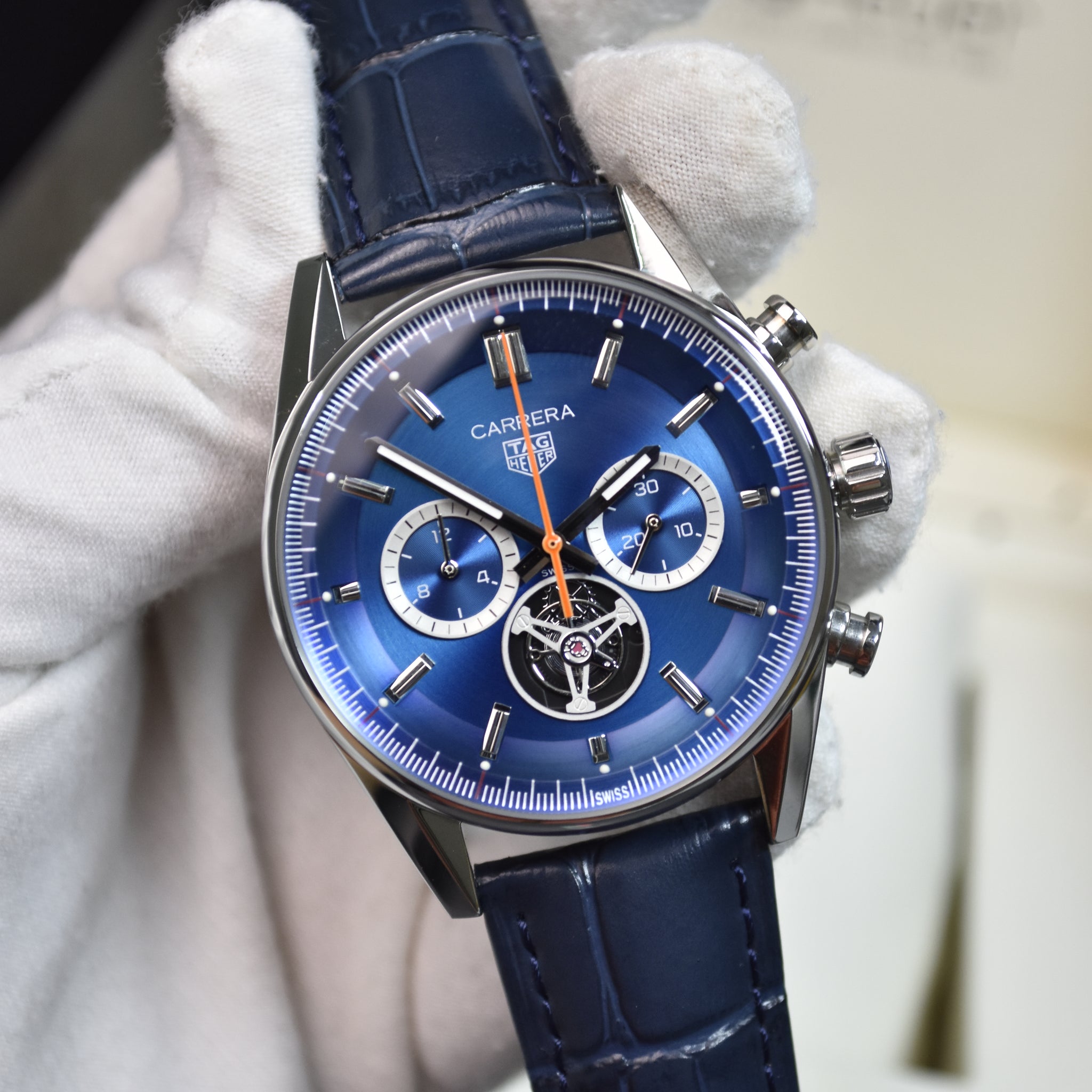 CARRERA TOURBILLON CHRONOGRAPH QUARTZ STRAP SILVER BLUE