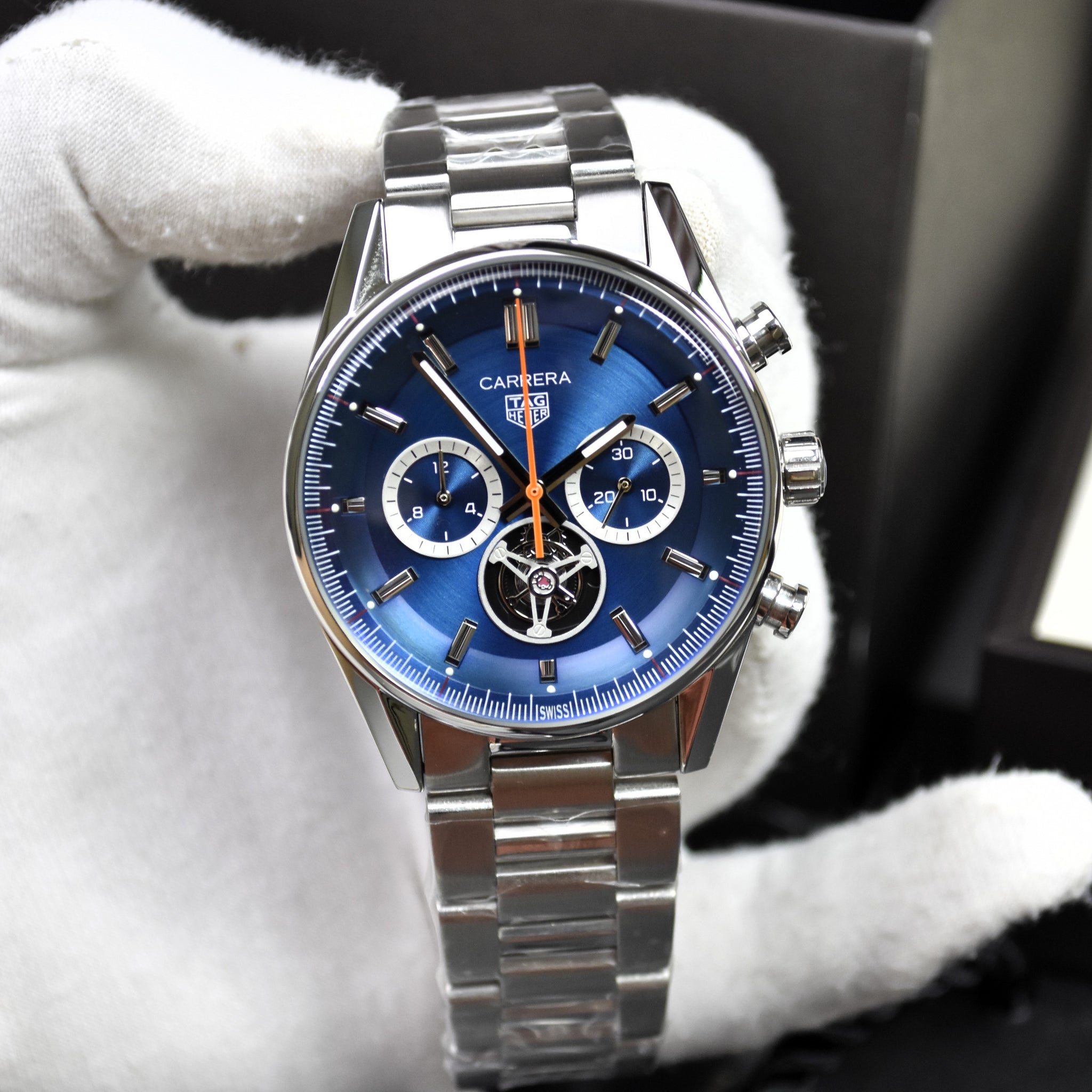 CARRERA TOURBILLON CHRONOGRAPH QUARTZ CHAIN SILVER BLUE