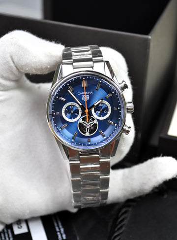 CARRERA TOURBILLON CHRONOGRAPH QUARTZ CHAIN SILVER BLUE