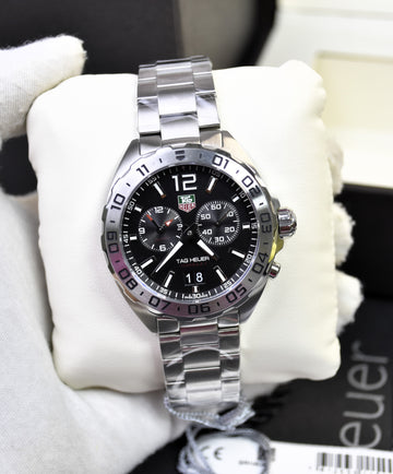 Tag Heuer Formula 1 Men’s Quartz Silver Stainless Steel Black Dial 41mm Sports Alarm Watch