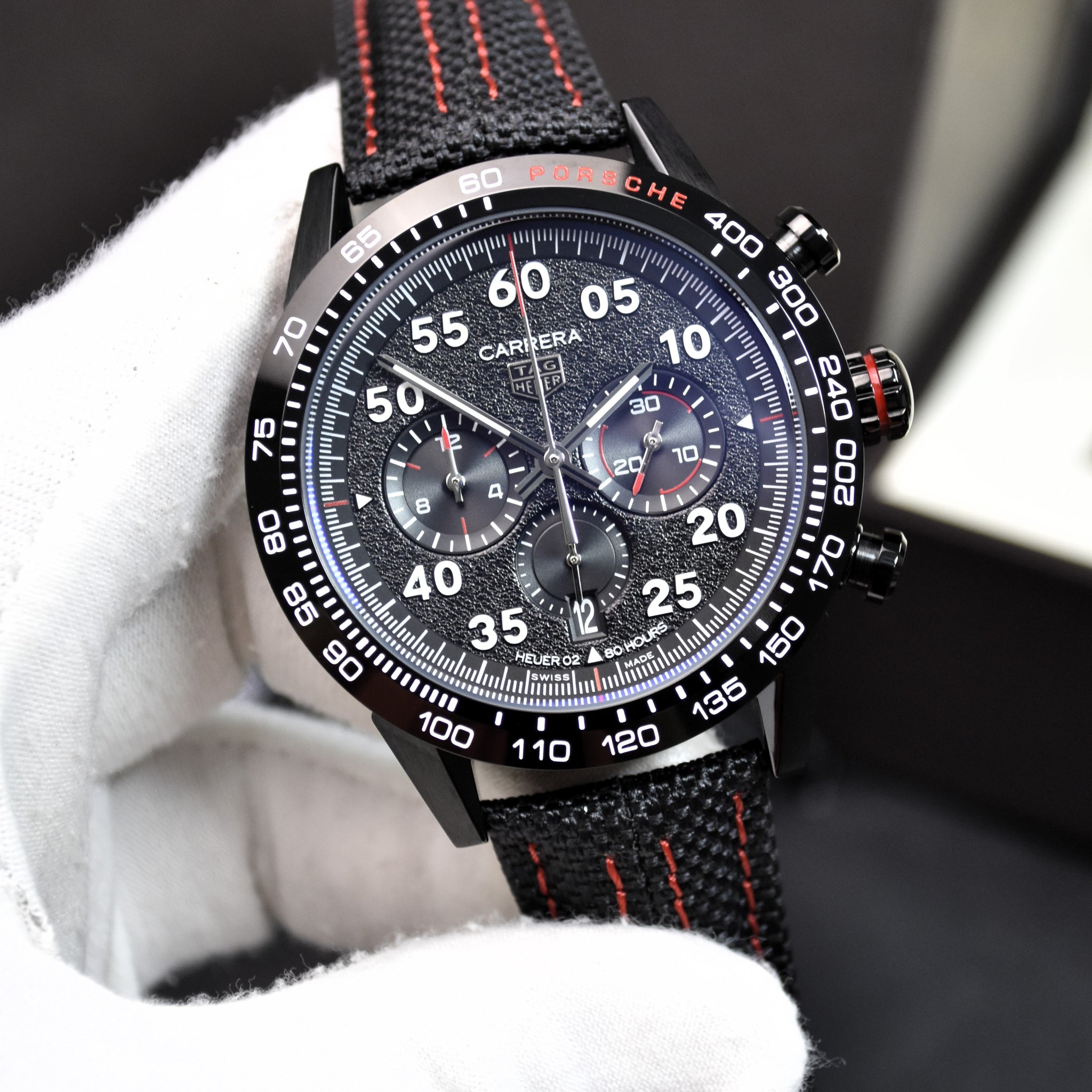 PORSCHE CHRONOGRAPH QUARTZ STRAP BLACK RED
