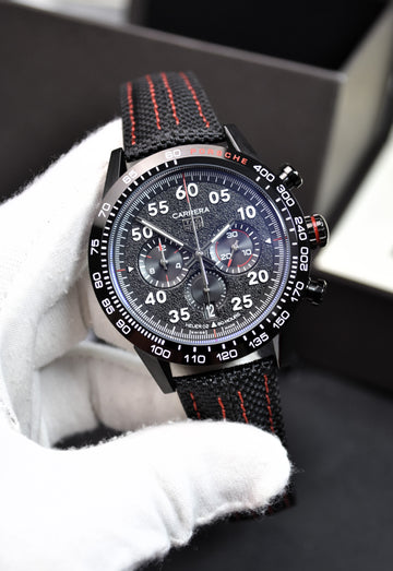 PORSCHE CHRONOGRAPH QUARTZ STRAP BLACK RED