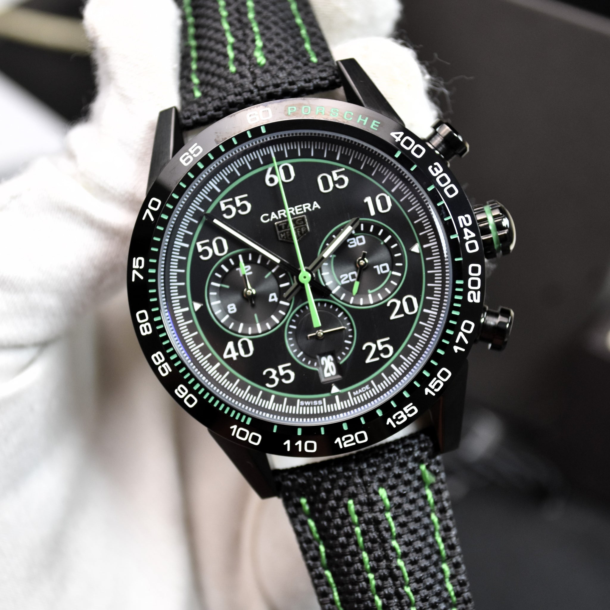 PORSCHE CHRONOGRAPH QUARTZ STRAP BLACK GREEN