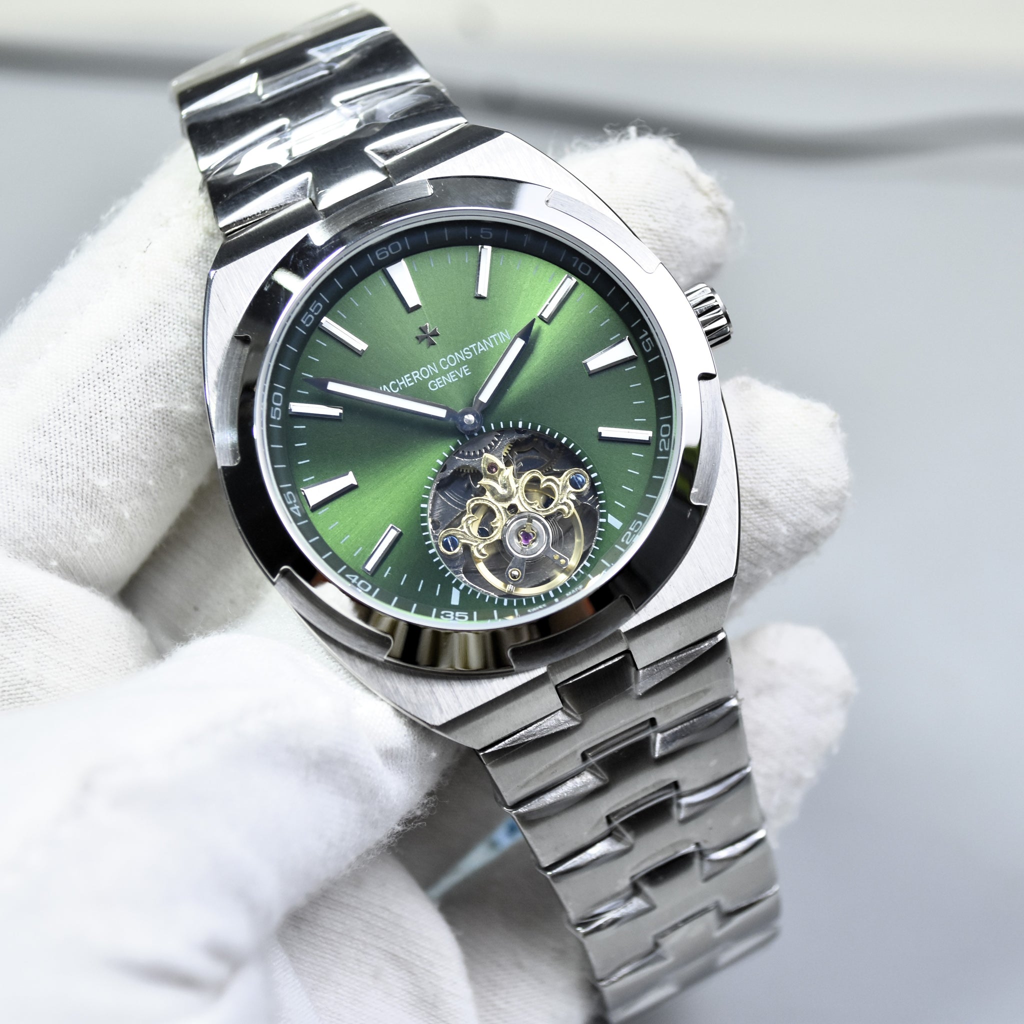 VACHERON AUTO PENDULUM CHAIN SILVER GREEN DAIL