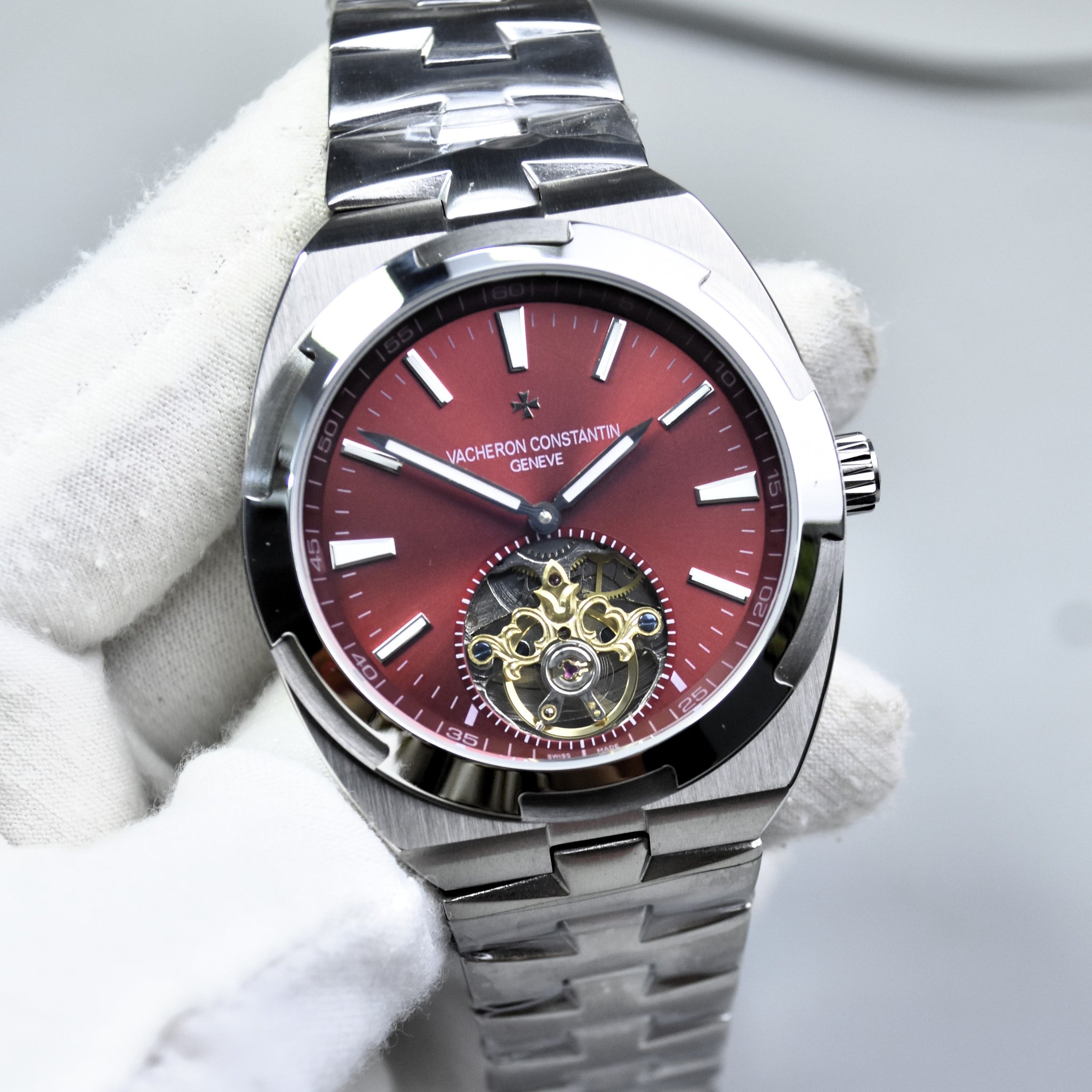 VACHERON AUTO PENDULUM CHAIN SILVER RED DAIL