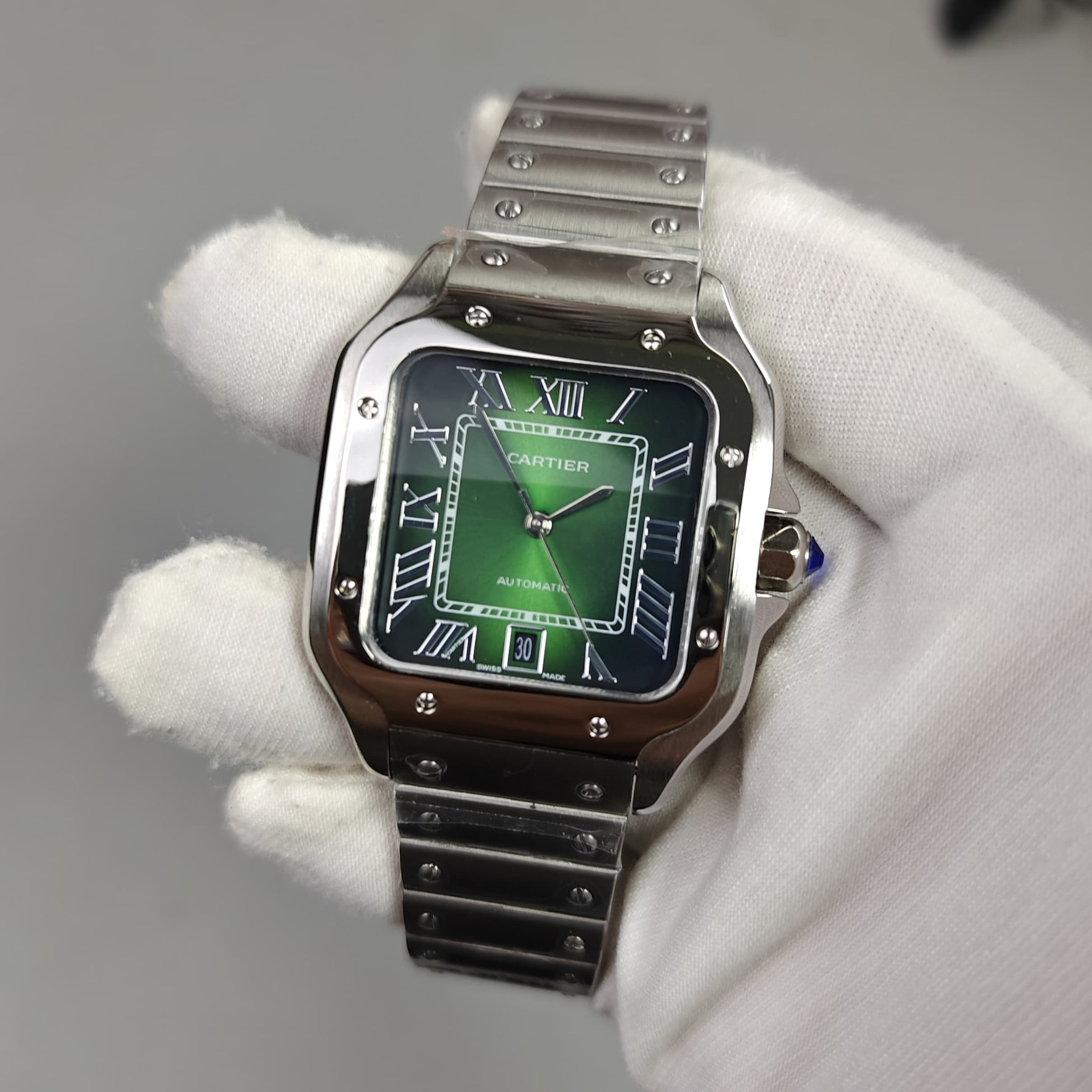 Santos Auto Chain Silver Green Dail