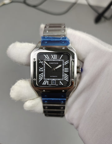 Santos Auto Chain Silver Black Dail