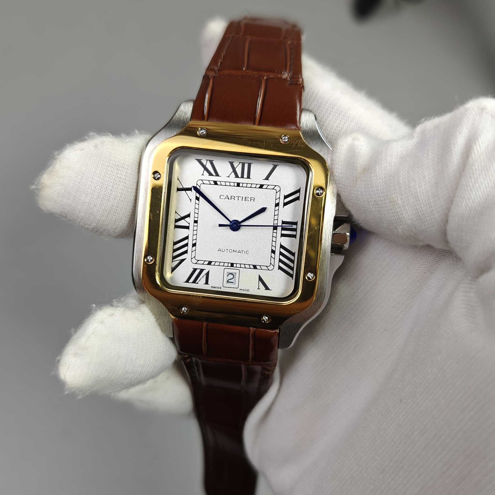 Santos Auto Strap Silver Gold White