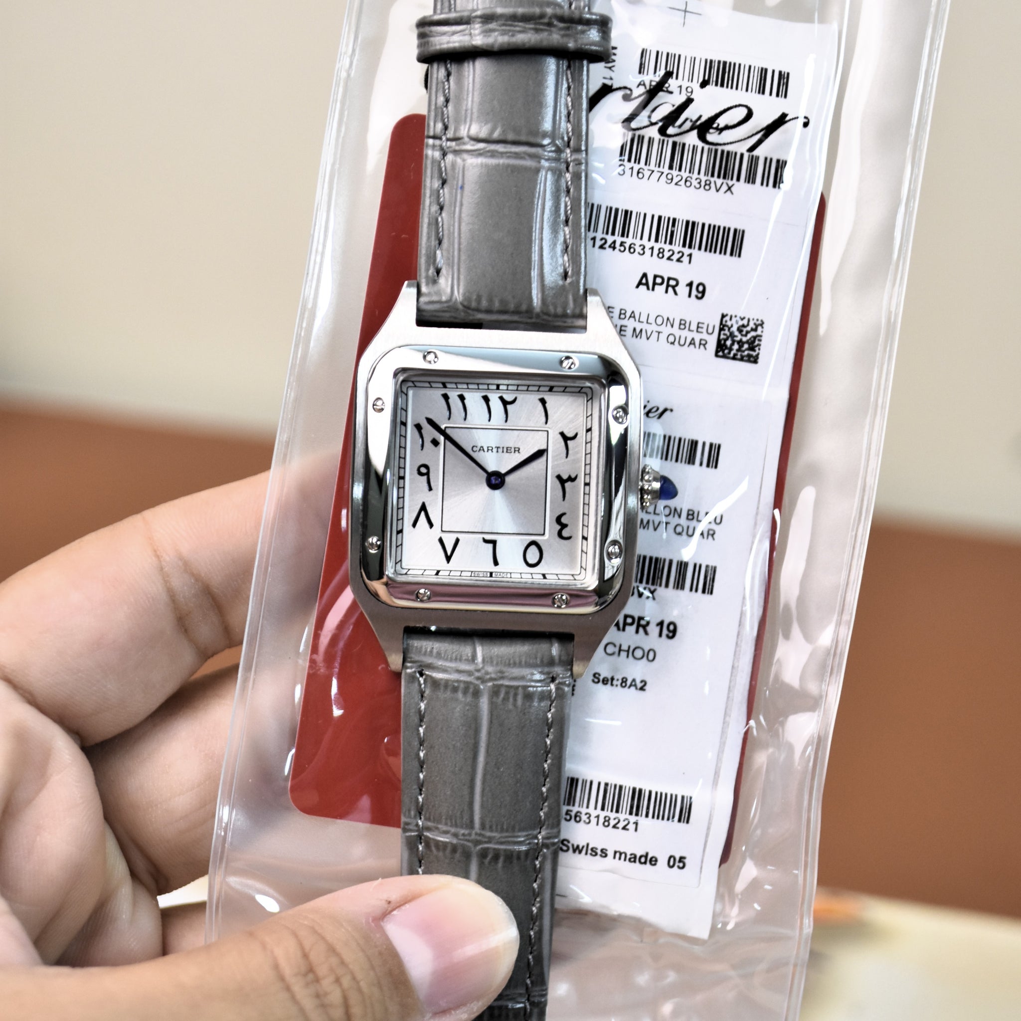 Santos Dumont XL Quartz Arabic Grey Silver White Dial