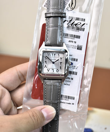 Santos Dumont XL Quartz Arabic Grey Silver White Dial