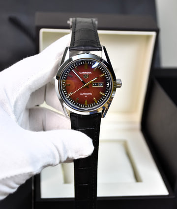 Auto Carrera Daydate Strap Silver Red Dial
