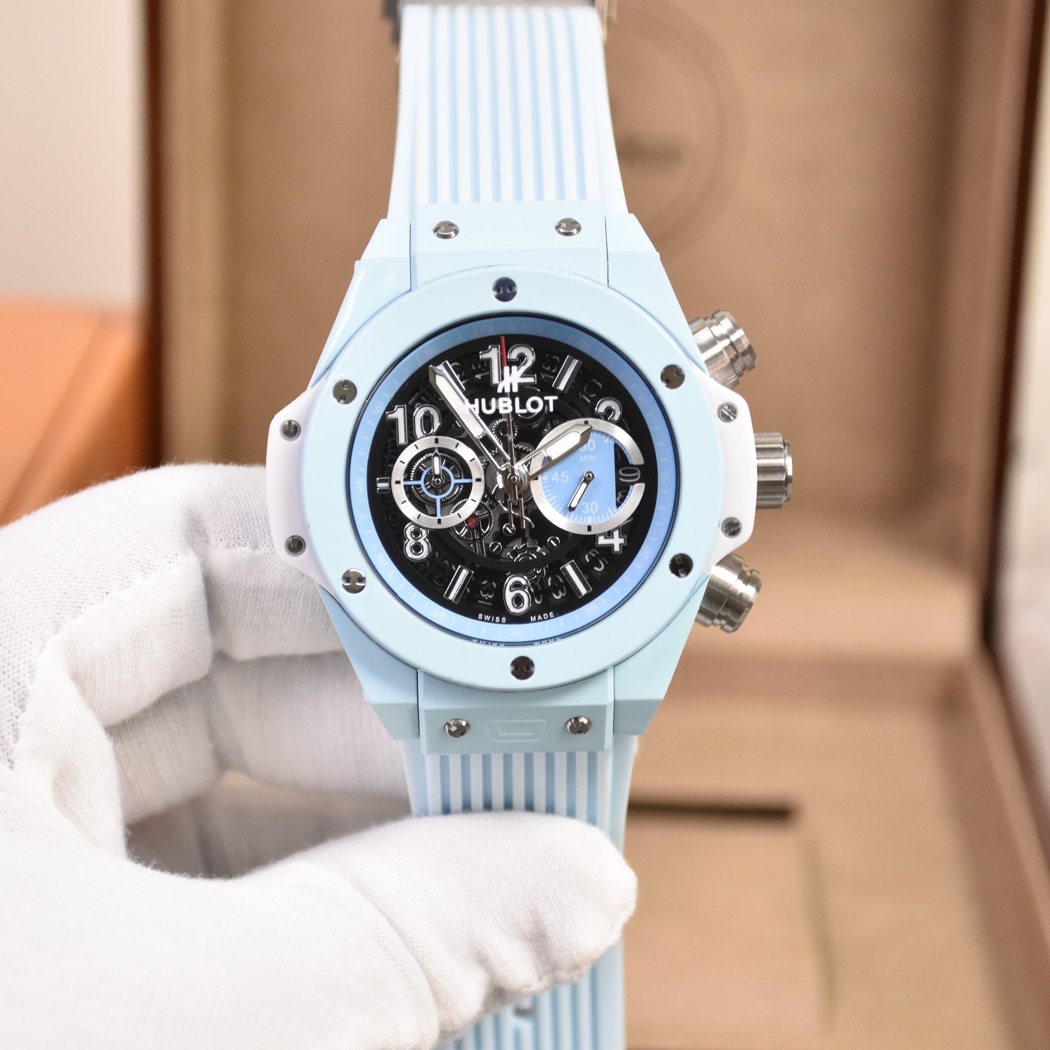 BIGBANG CHRONO PVC AQUA BLUE BLACK DAIL