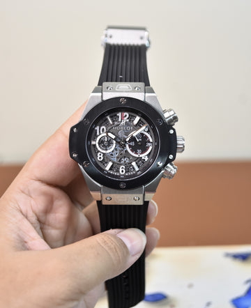 BIGBANG CHRONO PVC SILVER BLACK SKULL DIAL