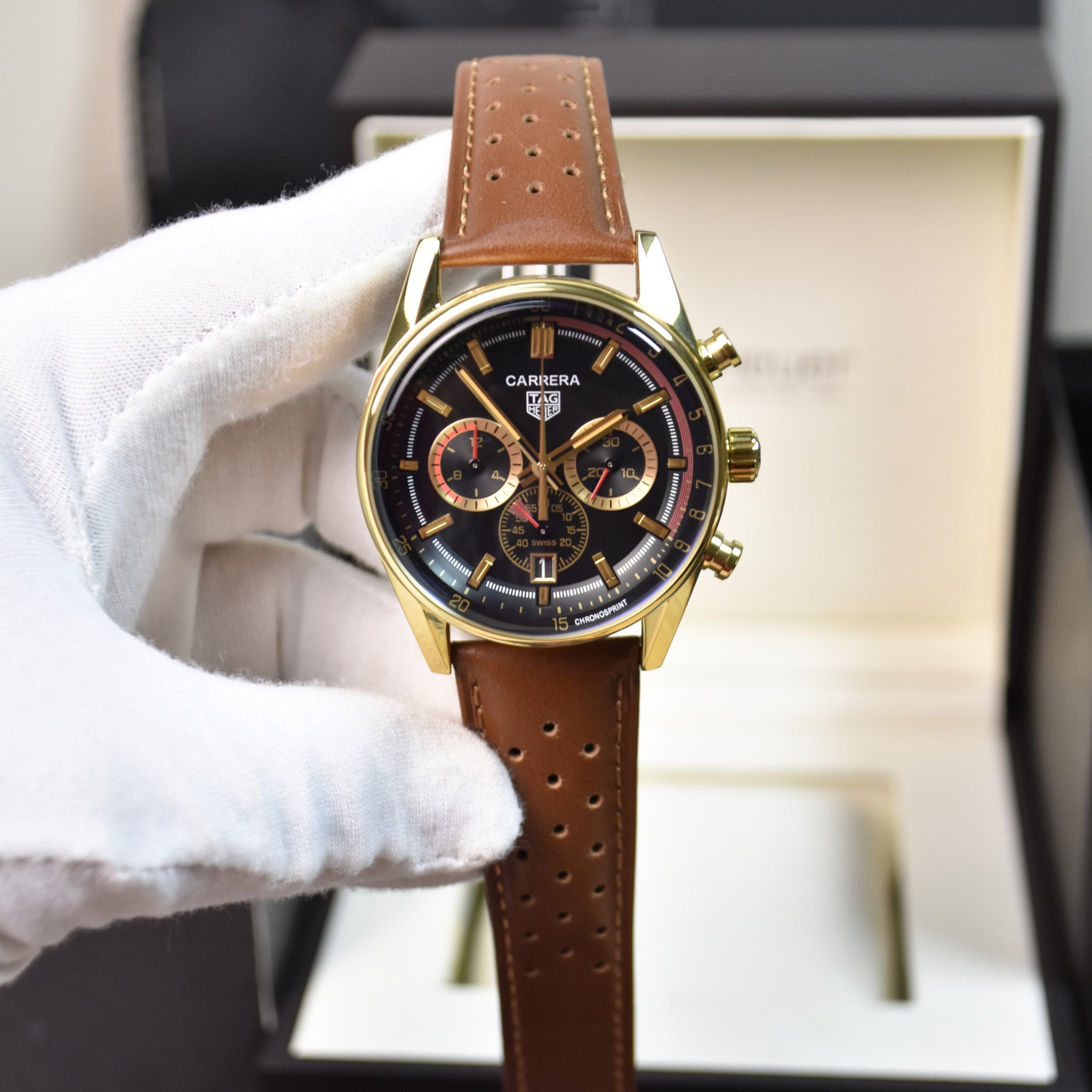 Porsche 911 New Chrono Quartz Strap Gold black Dial