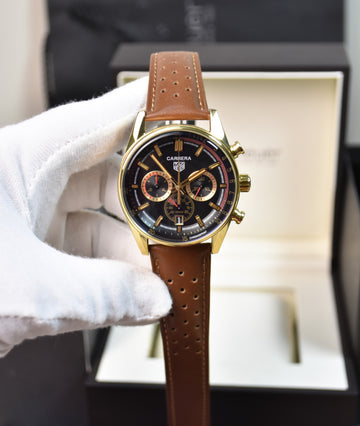 Porsche 911 New Chrono Quartz Strap Gold black Dial