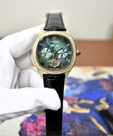 CENTURY TOURBILLION STONES GOLD GREEN BLACK DIAL