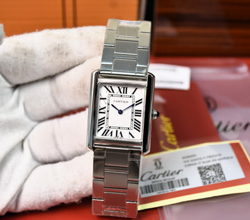 Tank Quartz Chain Silver White Dial 36mm