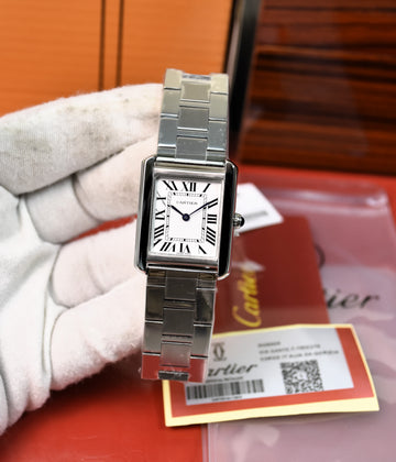 Tank Quartz Chain Silver White Dial 34mm