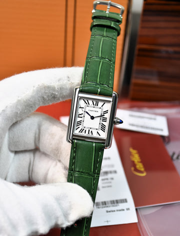 Tank Quartz Silver White Dial 34mm