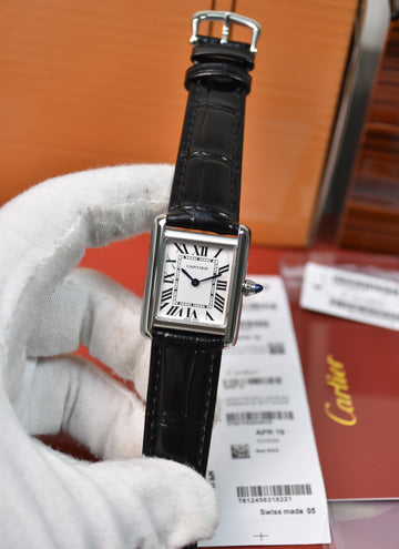 Tank Quartz Silver White Dial 34mm