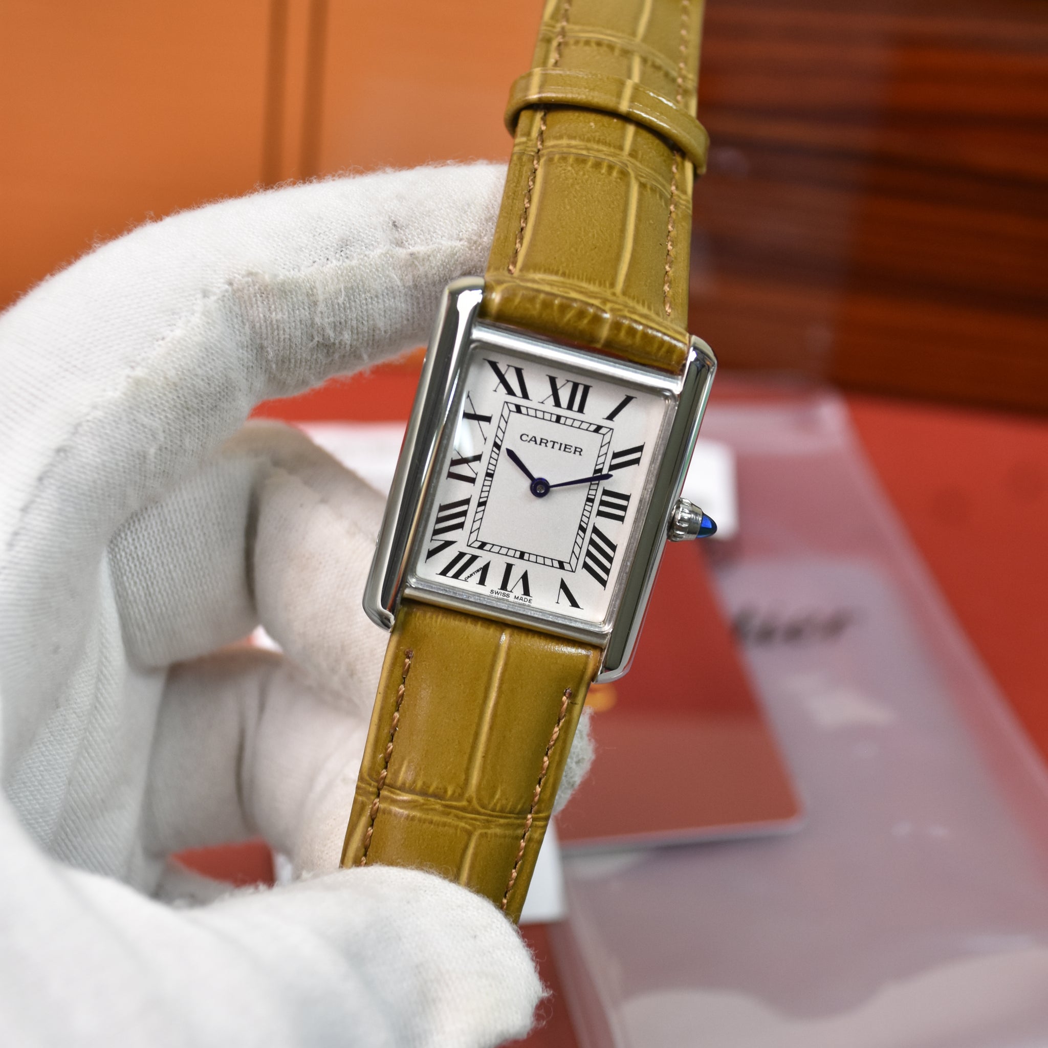 Tank Quartz Silver White Dial 36mm