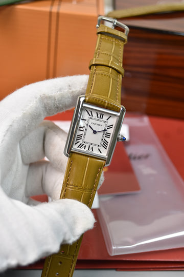 Tank Quartz Silver White Dial 36mm