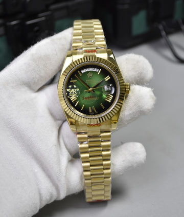 DAYDATE AUTO PRESIDENTIAL ROMAN GOLD GREEN BLACK DAIL