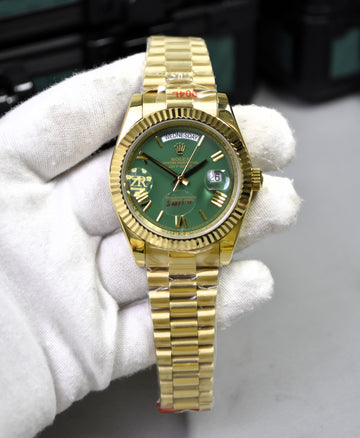 DAYDATE AUTO PRESIDENTIAL ROMAN GOLD GREEN