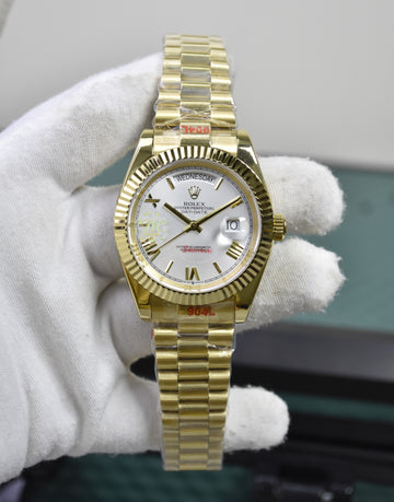 DAYDATE AUTO PRESIDENTIAL ROMAN GOLD WHITE