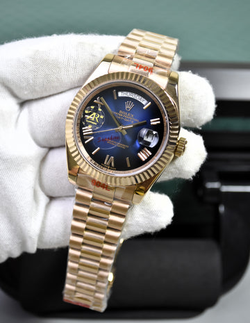 DAYDATE AUTO PRESIDENTIAL ROMAN ROSE BLUE BLACK