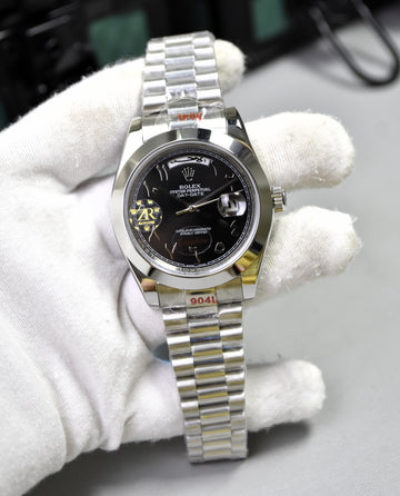 DAYDATE AUTO PRESIDENTIAL ARABIC SILVER BLACK DAIL