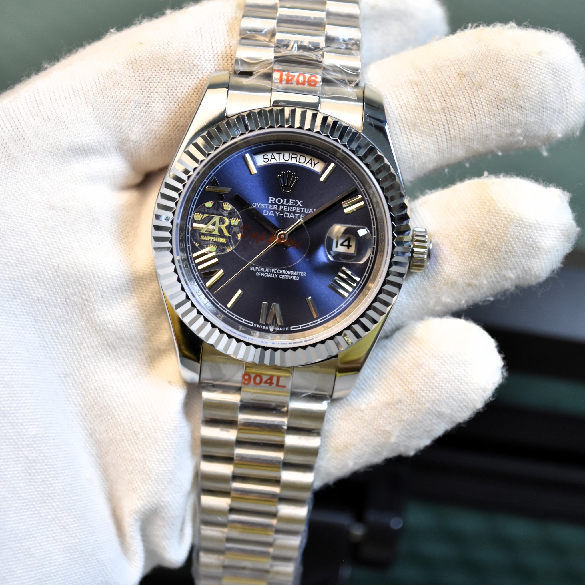 DAYDATE AUTO PRESIDENTIAL SILVER BLUE DAIL