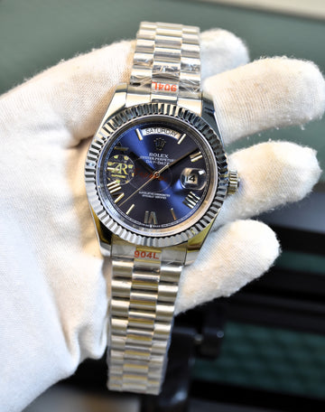 DAYDATE AUTO PRESIDENTIAL SILVER BLUE DAIL