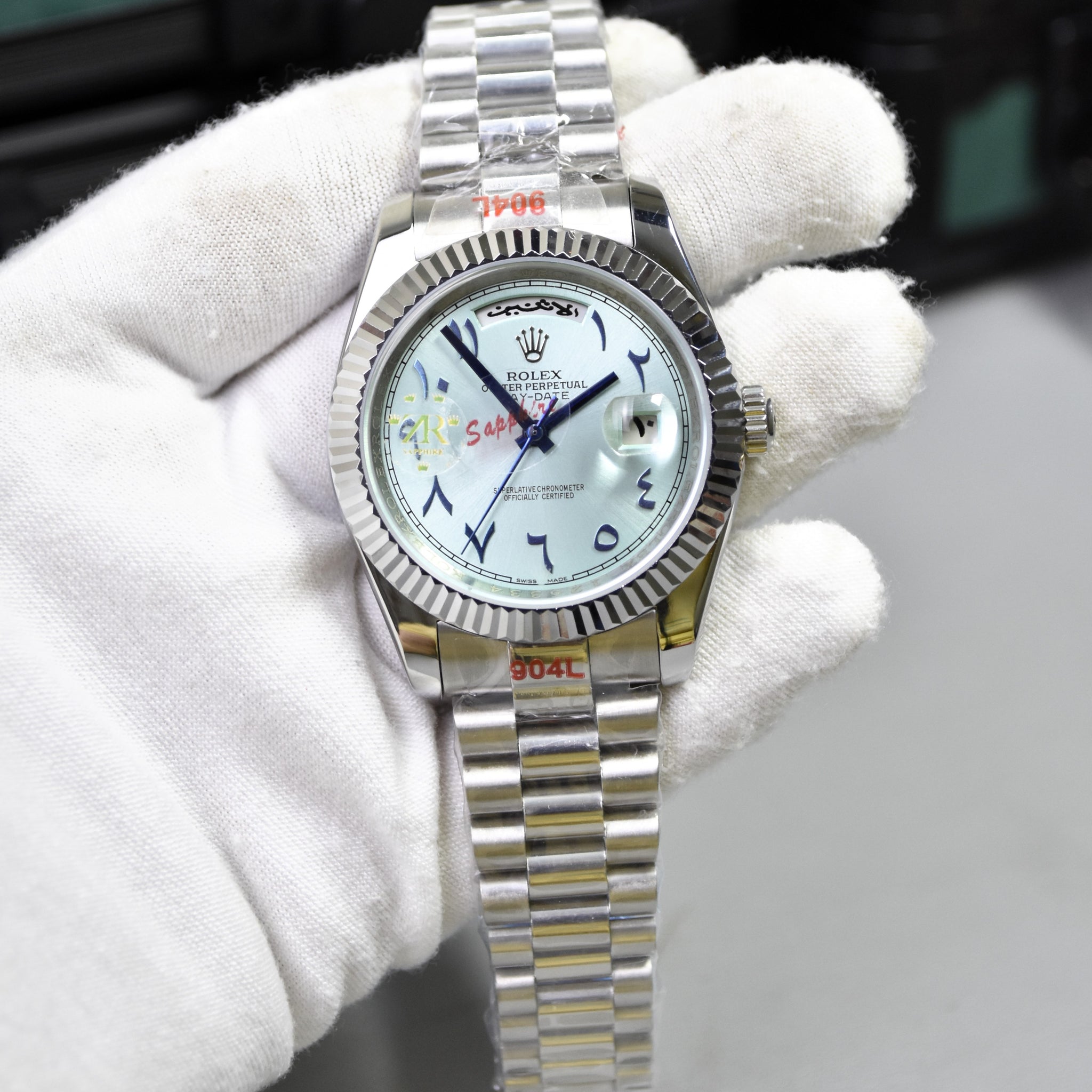 DAYDATE AUTO PRESIDENTIAL ARABIC ICE BLUE DAIL