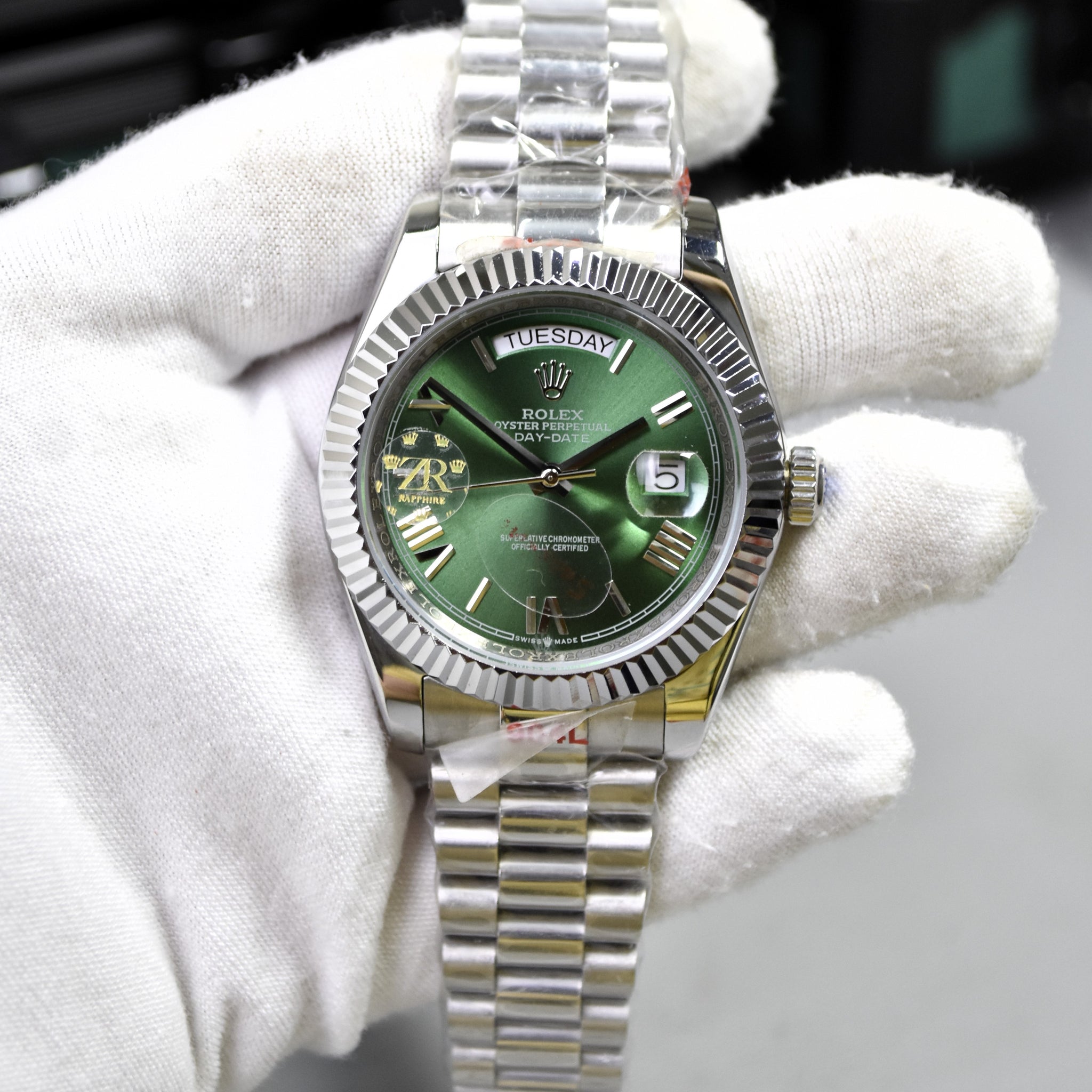 DAYDATE AUTO PRESIDENTIAL ROMAN OLIVE GREEN DAIL