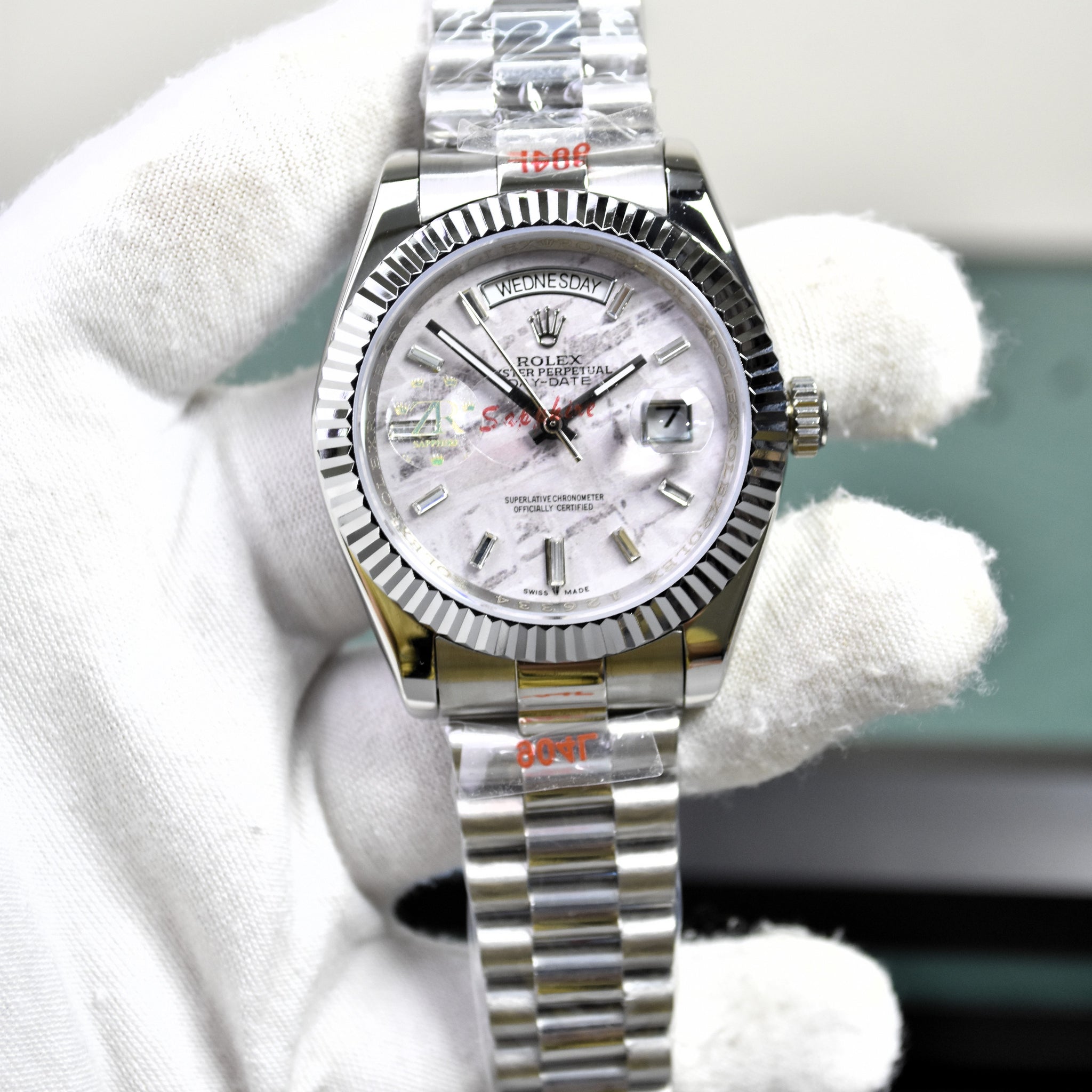 DAYDATE AUTO PRESIDENTIAL NEW WHITE STONE DAIL