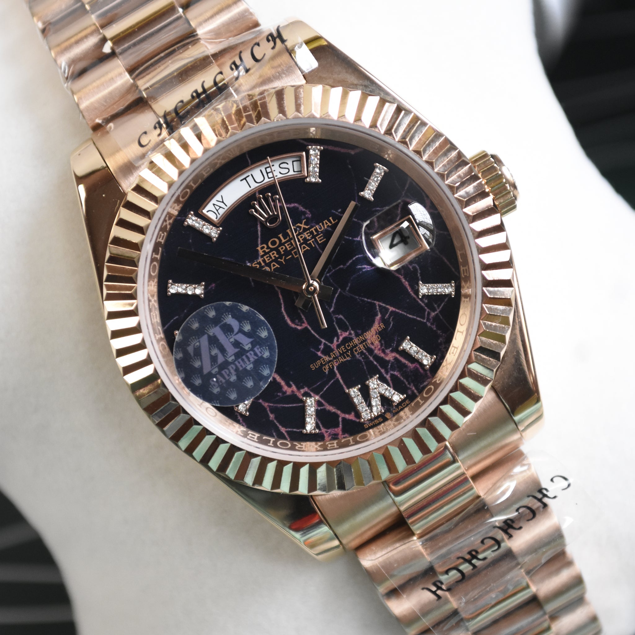 DAYDATE AUTO PRESIDENTIAL ROMAN ROSE BLACK ORANGE DAIL