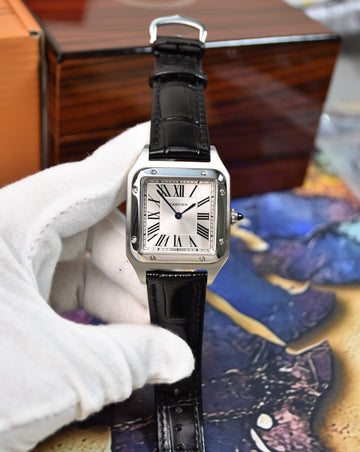 Santos Dumont XL Quartz Silver White Dial