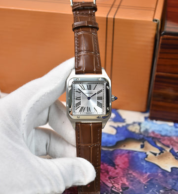 Santos Dumont XL Quartz Silver White Dial